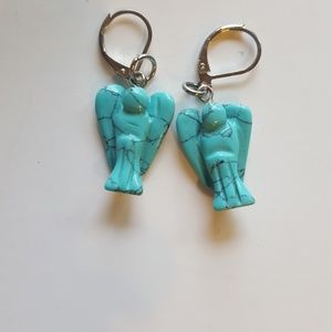 Genuine Handcarved Angel Turquoise Earrings
